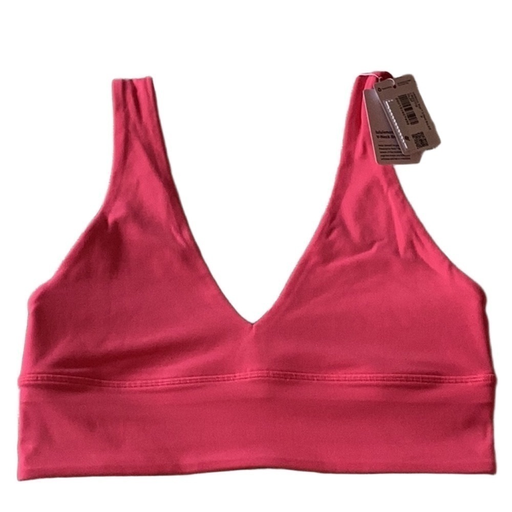 NWT LULULEMON GLAZE PINK ALIGN NULU V NECK BRA Crop Top